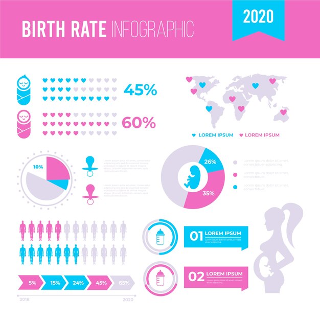 Birth rate infographic concept