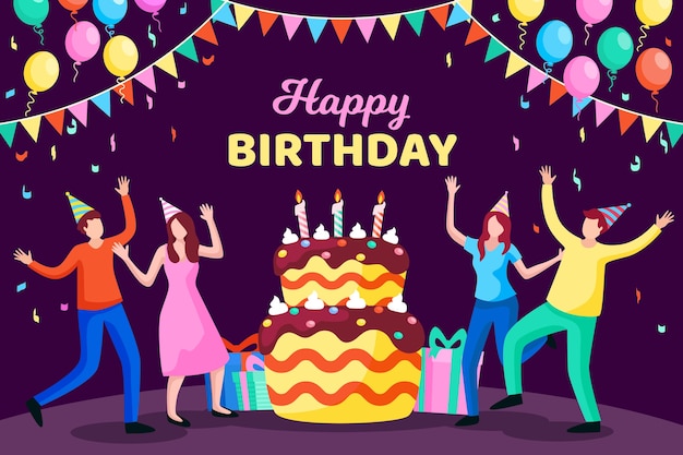 Free Vector birthday background in flat design