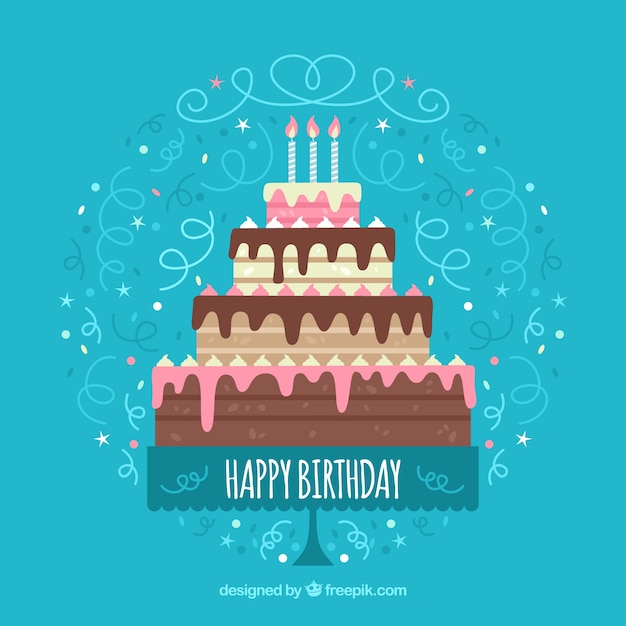 Free Vector birthday background with big cake