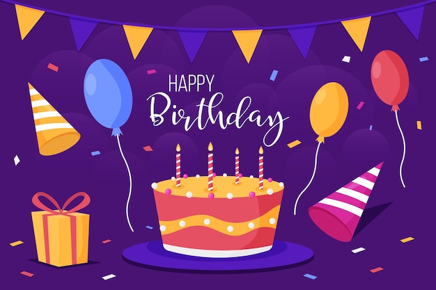 Free vector birthday background with cake and candles