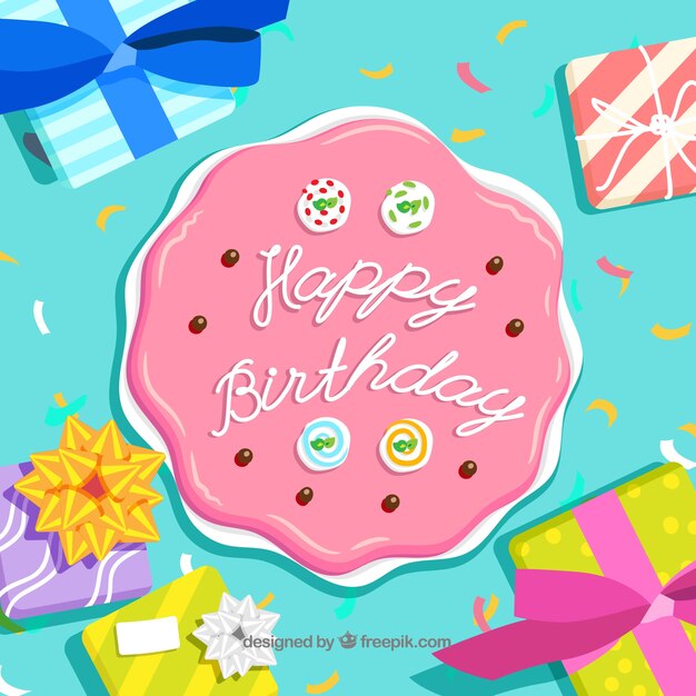 Birthday background with cake design