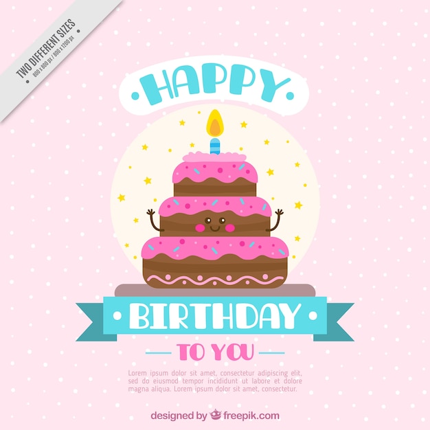 Free Vector birthday background with smiling cake