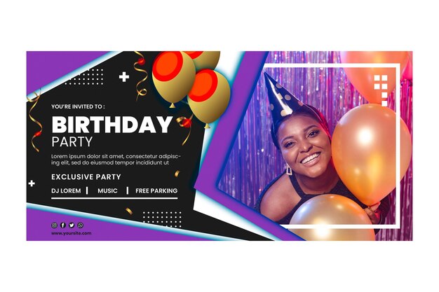 Birthday banner template with photo