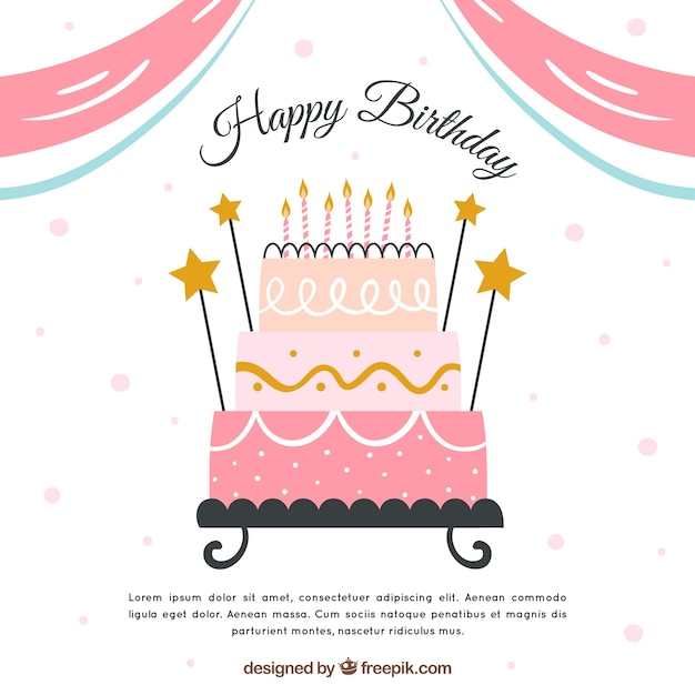 Free Vector birthday cake background with stars