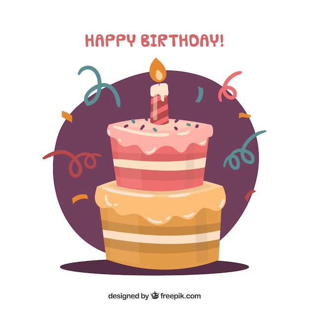 Free Vector birthday cake composition with flat design