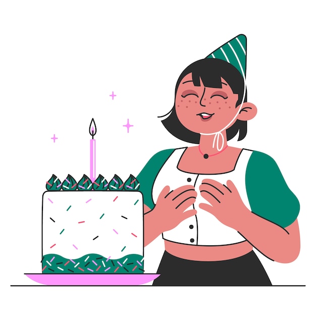 Free vector birthday cake concept illustration