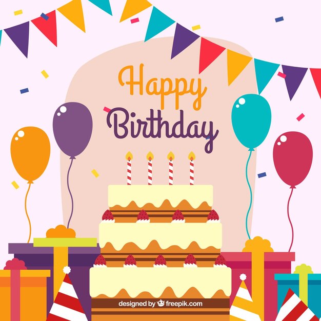 Birthday cake and decoration background