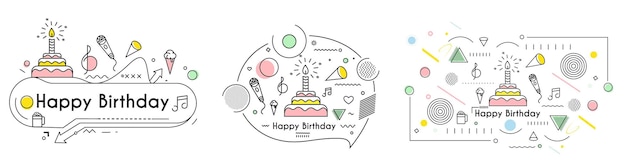 Free Vector birthday cake icon text happy birthday cake for birthday celebration with candles