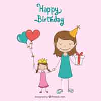 Free vector birthday card in child style