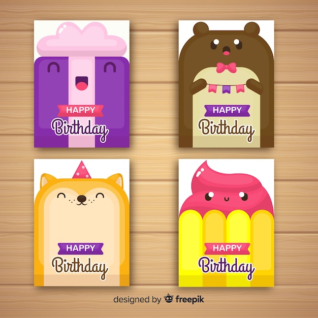 Free Vector birthday card collection