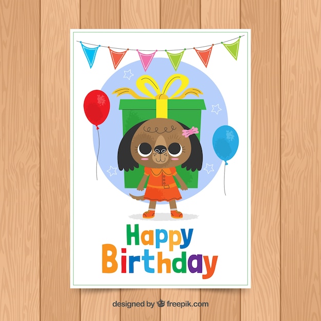 Birthday card template with cute bear