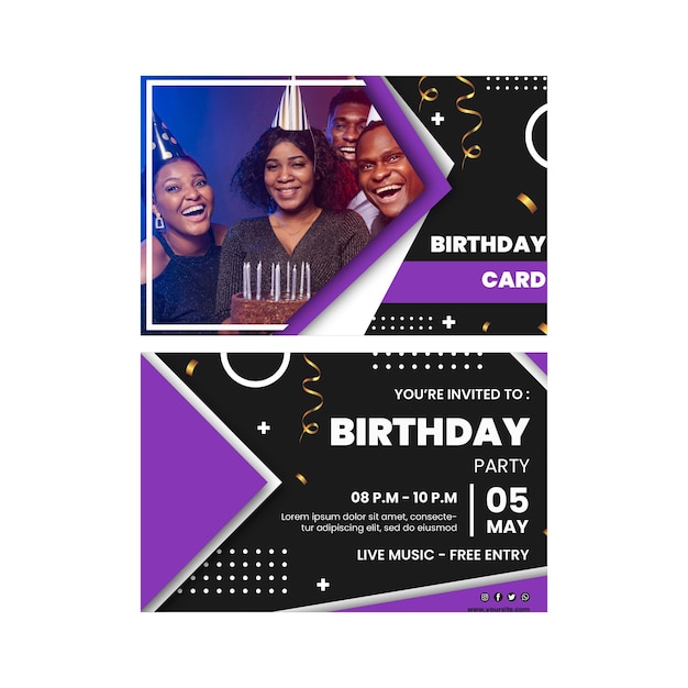 Birthday card template with photo