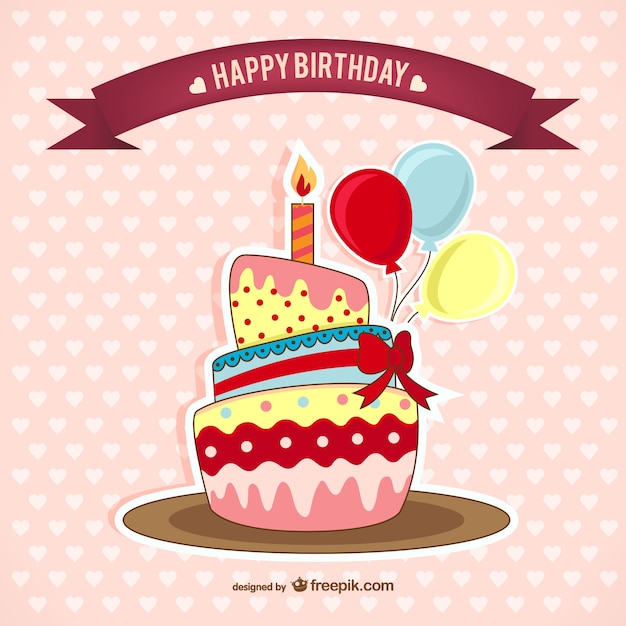 Free Vector birthday card with cake