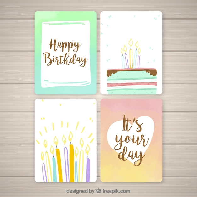 Free Vector birthday cards collection with candles