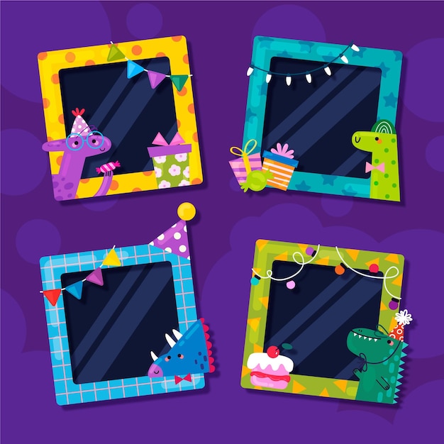 Free vector birthday collage frame collection in flat design