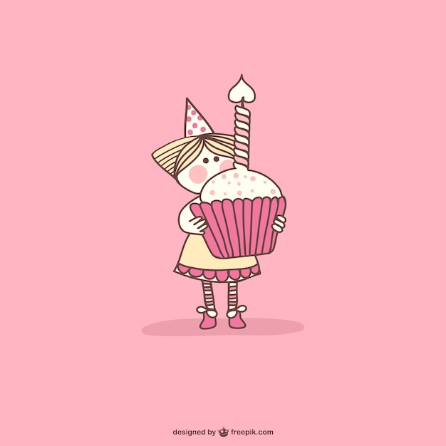 Free vector birthday cupcake cartoon