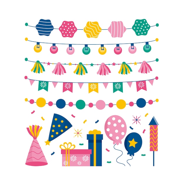 Free Vector birthday decoration collection