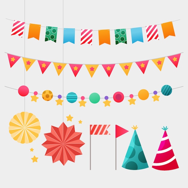 Free Vector birthday decoration elements set