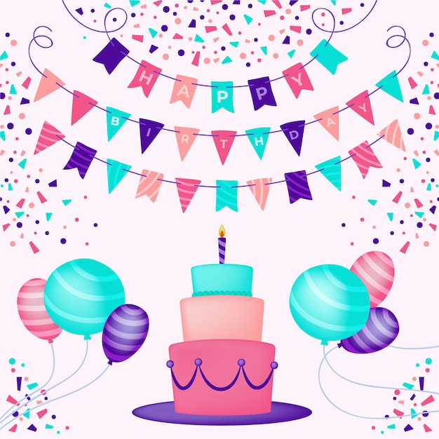 Free Vector birthday decoration illustration