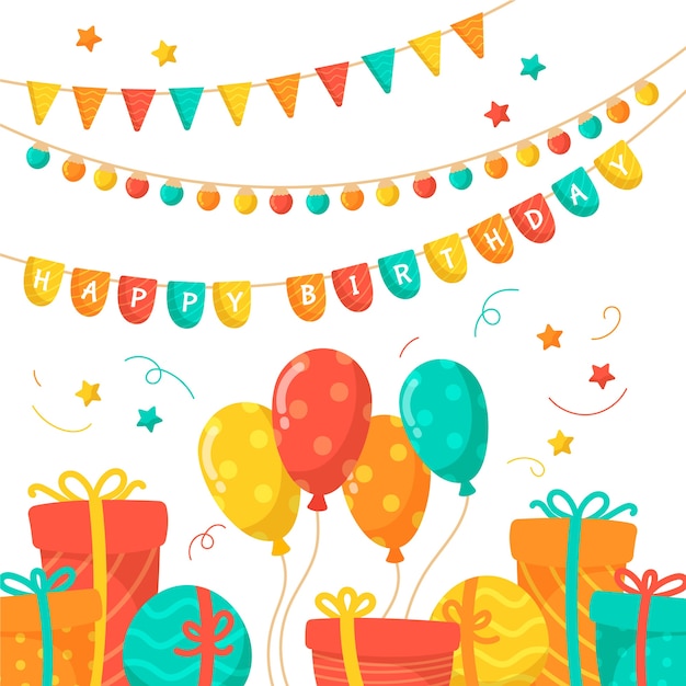 Free vector birthday decoration with balloons