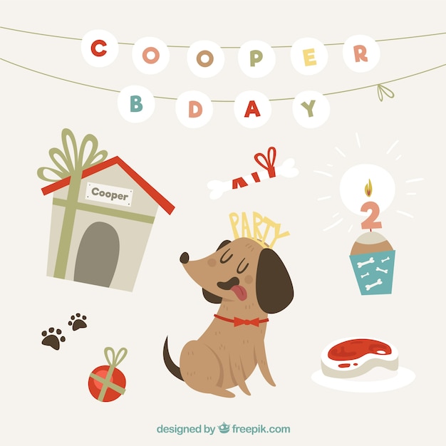 Free Vector birthday elements collection in flat style