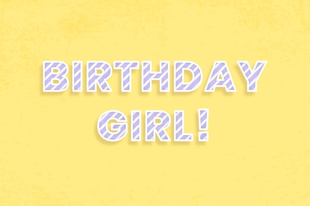 Free Vector birthday girl candy stripe text vector typography