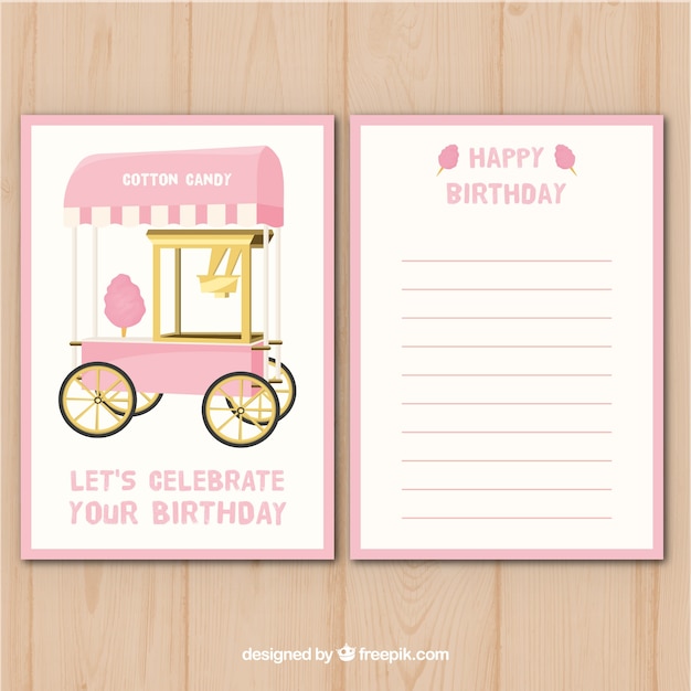 Birthday greeting with cotton candy cart