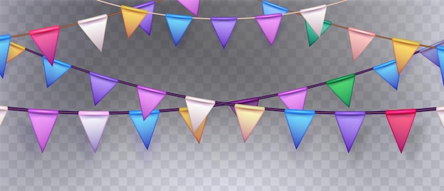 Free vector birthday and holiday triangle flag party garland