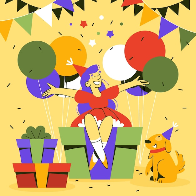 Free Vector birthday illustration with presents