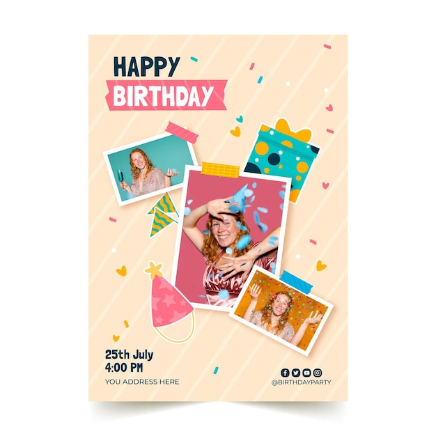 Birthday invitation poster template