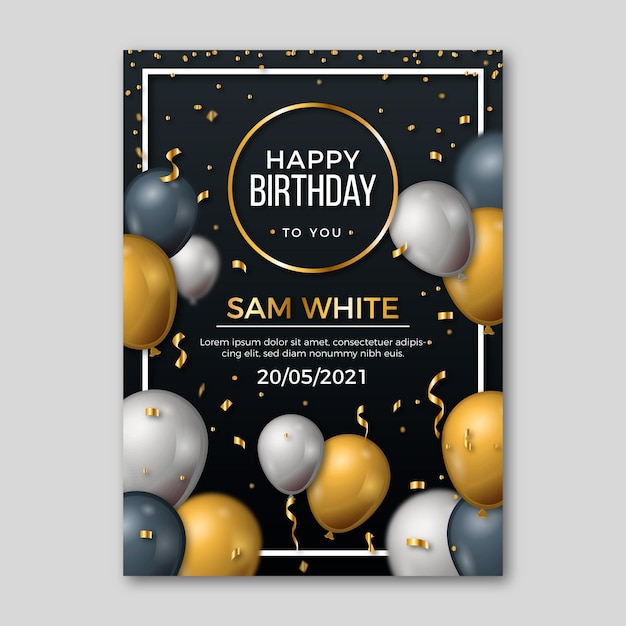 Birthday invitation realistic design template