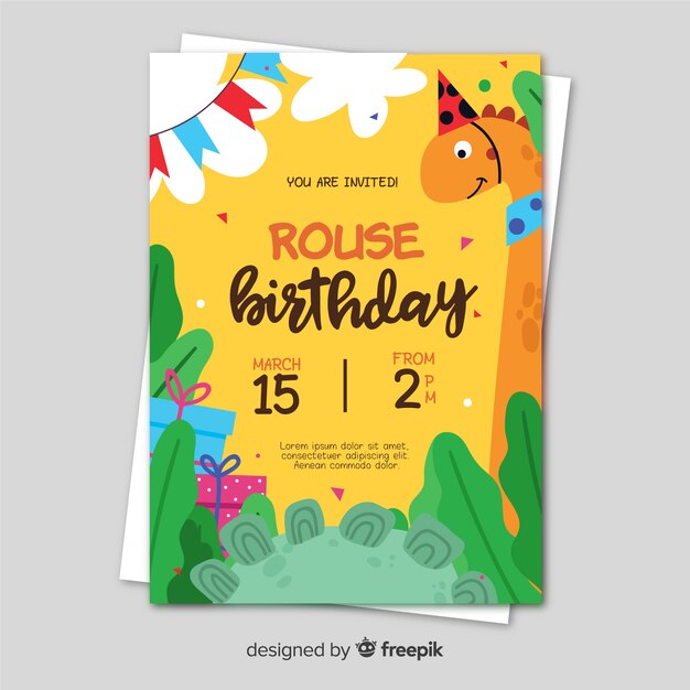 Birthday invitation template in flat style