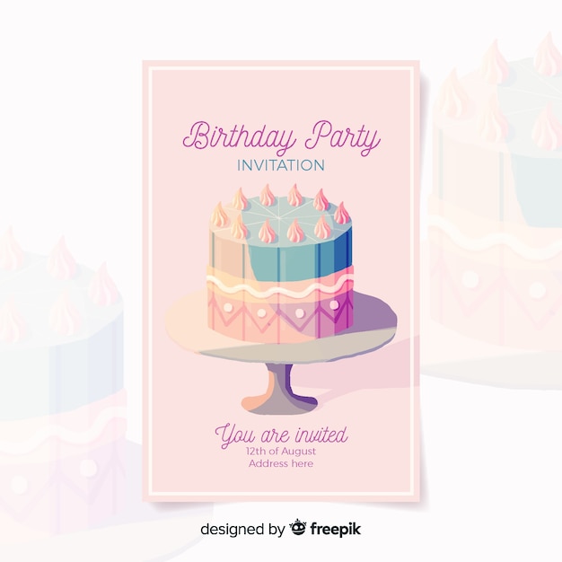 Birthday invitation template in watercolor style