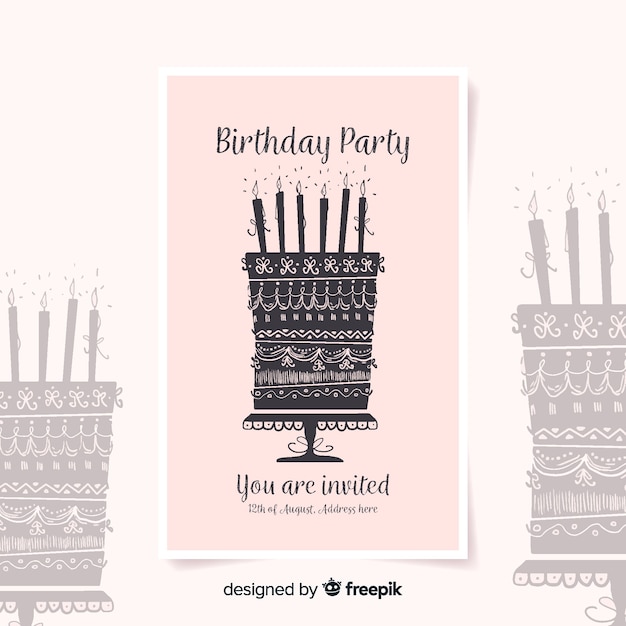 Free Vector birthday invitation template in watercolor style