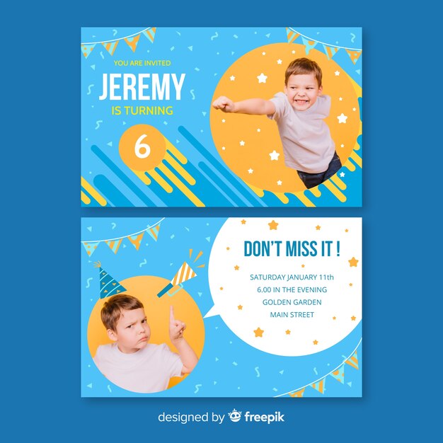 Birthday invitation template with photo