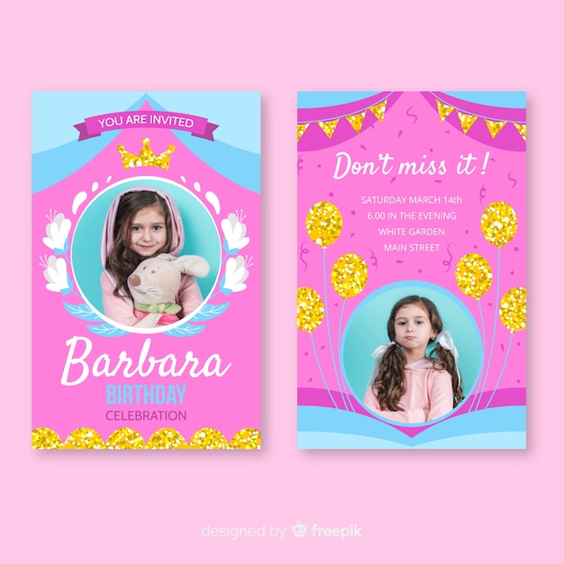 Birthday invitation template with photo