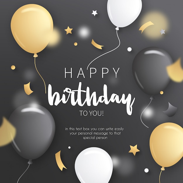 Birthday Invitation with Golden Balloons