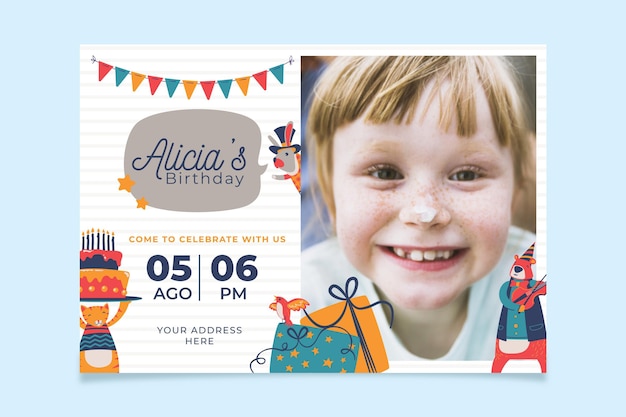 Birthday invitation with photo concept