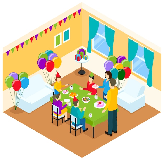 Free Vector birthday isometric illustration