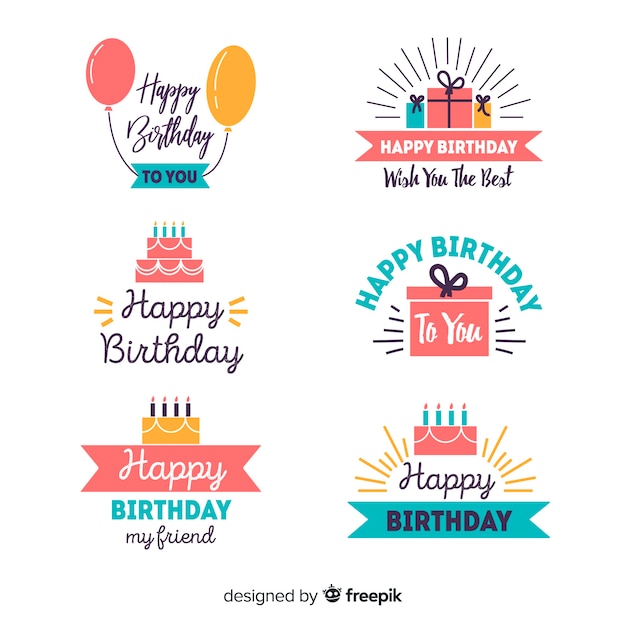 Free Vector birthday label collection