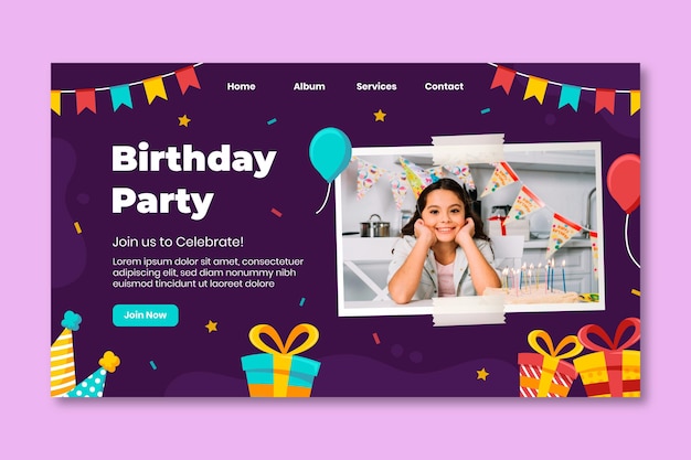 Birthday landing page template