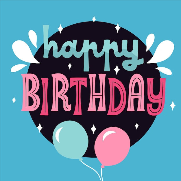 Free Vector birthday lettering design with balloons