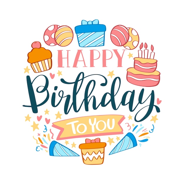 Free Vector birthday lettering with cake