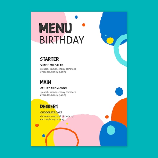 Birthday menu concept