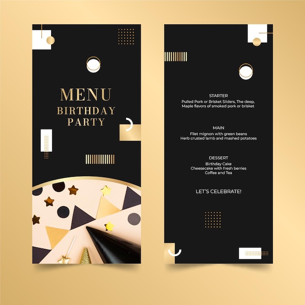 Birthday menu design template