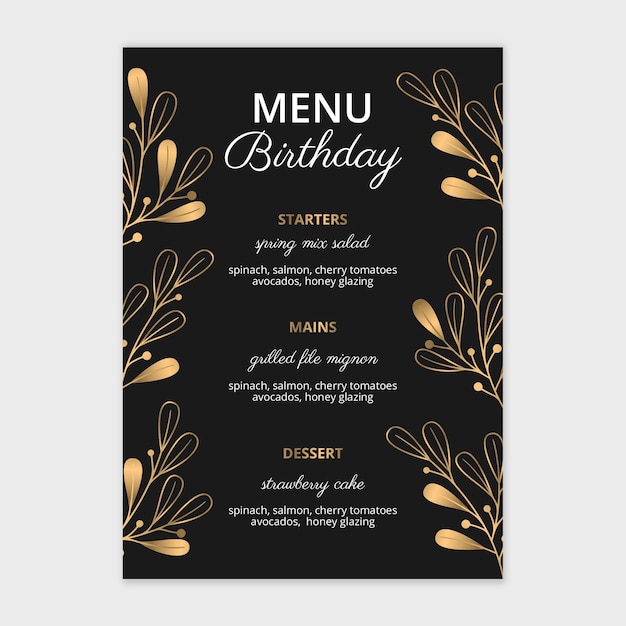 Birthday menu hand drawn design