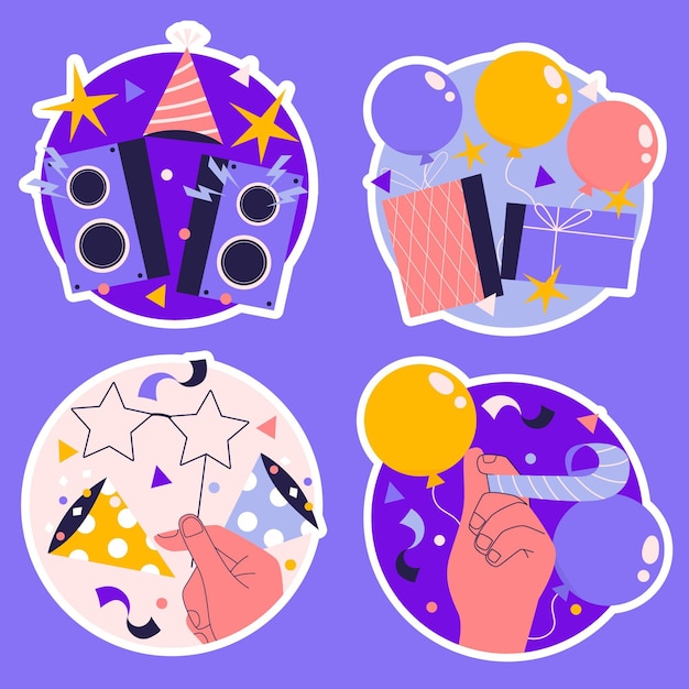 Birthday party elements illustration set