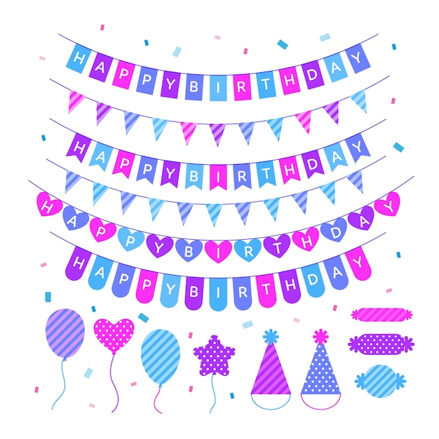 Free Vector birthday party festive decoration design