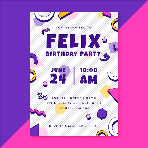 Birthday party invitation template