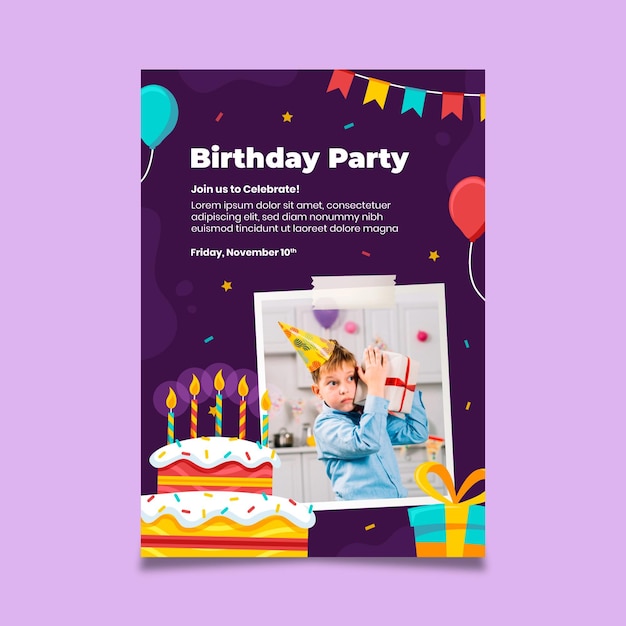 Birthday party vertical flyer template